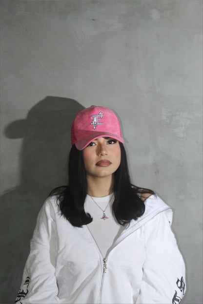 Pink Suede trucker